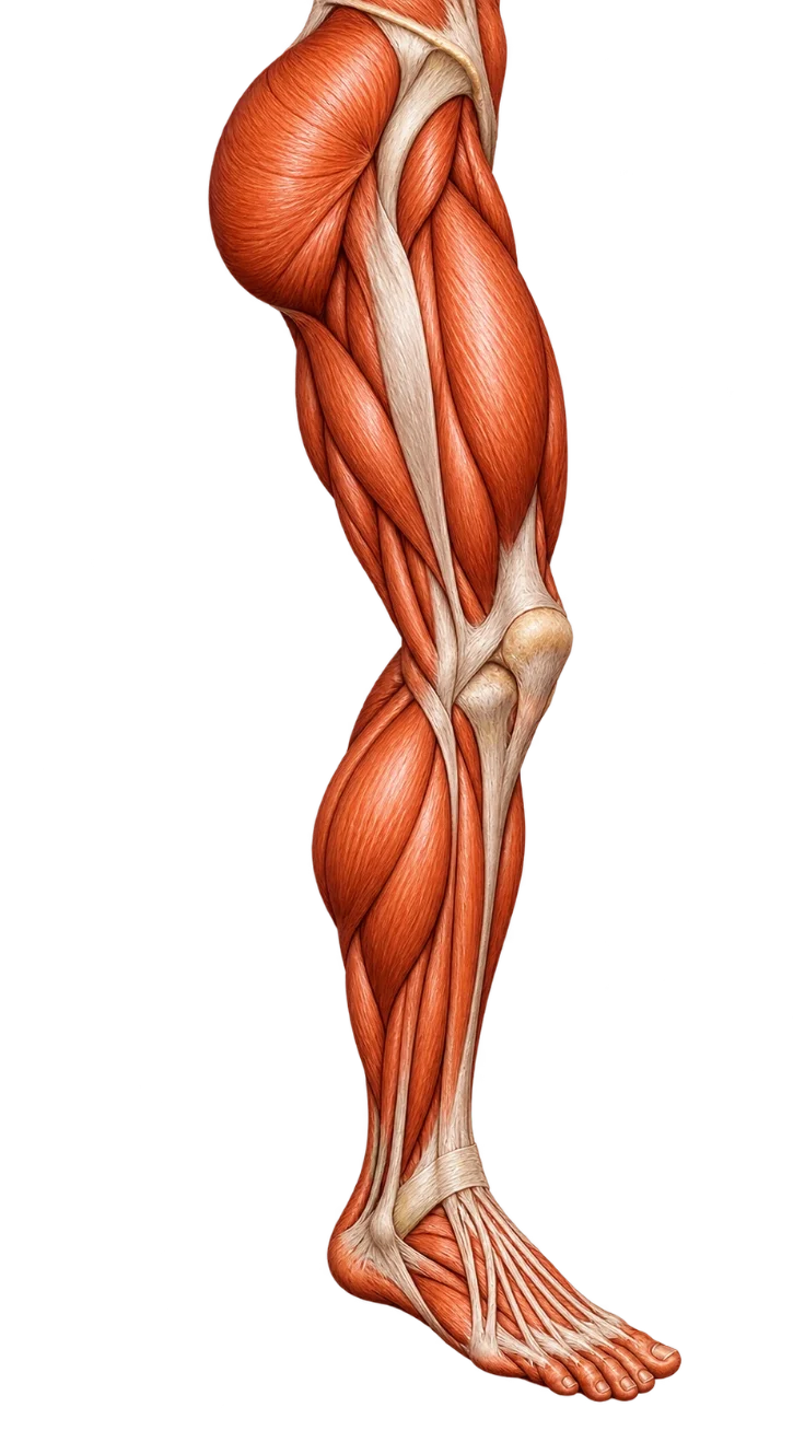 Running leg with hip, knee and ankle highlighted